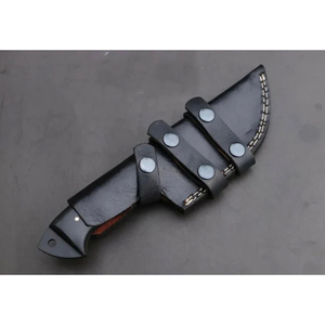 Couteau Tracker en acier D2 avec revêtement noir, manche en Micarta et étui en cuir - Product Image 2