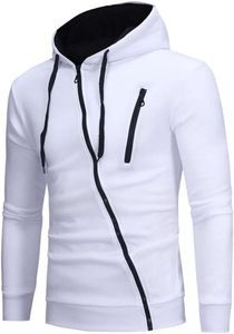 Sudadera con capucha para hombre al por mayor, con cremallera oblicua, gris oscuro, con contraste de verde neón, forro de capucha, bolsillo con cremallera en el pecho, corte regular, informal, 100% algodón - Product Image 3