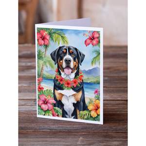 Whimsical A7 tamaño 5x7 tarjetas de notas en blanco Paquete de 8 mayores para Swiss Mountain Dog Luau tarjetas de felicitación con sobres - Product Image 2