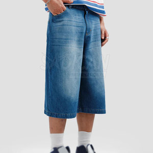 Pantalones Cortos de Mezclilla para Hombre, Estilo Vintage, Lavados, de Cintura Media, Tejido de Algodón, Corte Recto, Cinco Bolsillos, Cierre con Botones y Cremallera, para Uso Diario Informal de Verano - Product Image 4