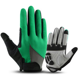 Gants de motocross à doigts entiers antidérapants rouge-gris en PU respirant avec fermeture auto-agrippante unisexe - Product Image 4