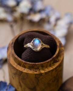 Bague de fiançailles en labradorite bleue, argent sterling 925, plaqué or 14 carats, certifiée IGI, bijoux naturels uniques, anniversaire de mariage - Product Image 3