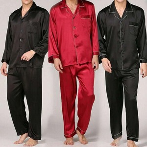Custom Made Classic Comfort Men's Thermal Satin Sleepwear <b>Suits</b> Mens <b>Pajama</b> Set Silk Sleepwear Soft Satin Nightgown Long Sleeve - Product Image 1