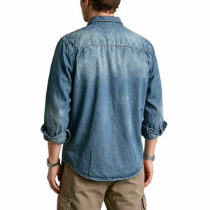 Chemise en jean de coton à manches longues pour homme, qualité supérieure, fabriquée en usine, respirante, écologique, infroissable, style formel/décontracté, toutes tailles - Product Image 2