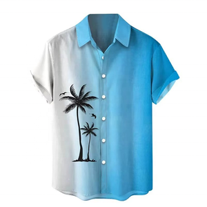 Chemises Hawaïennes pour Hommes avec Logo Personnalisé, Col Montant Respirant, Manches Courtes Amples, Chemises de Plage, Fourniture ODM - Product Image 4