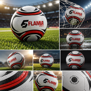 ฟุตบอล Flamia Sports รุ่น TB-001 ขนาด 5 ลายสั่งทำพิเศษ แบบเชื่อมด้วยความร้อน สีขาวแดง ทนทาน โลโก้แบบมีสไตล์ ไส้บอลบิวทิล ใช้ได้ทั้งในร่ม/กลางแจ้ง - Product Image 6