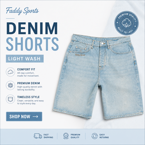 Shorts en jean bleu clair pour hommes, coupe ample, style streetwear, avec logo personnalisé, vente en gros, coupe décontractée, longueur genou, coton vintage, été - Product Image 5