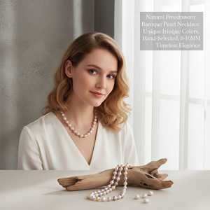 สร้อยคอมุกน้ำจืดธรรมชาติสีผสมสไตล์บาโรก สง่างามและมีเสน่ห์ - Product Image 1