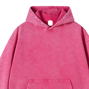 Vintage Enzyme Washed Hoodie Oversized Heavyweight Cotton Fleece Acid Wash Distressed Streetwear OEM Custom Printing Hoodie - Product Image 3