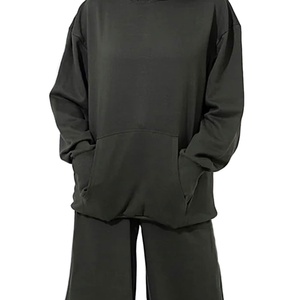Conjunto de chándal de gran tamaño para mujer personalizado de la mejor calidad al por mayor conjunto de pantalones de pierna ancha y Sudadera con capucha informal de fábrica OEM - Product Image 2