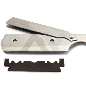 Professional Barber Straight Razor for Fade Styling Multi Wood Heavy Steel Handle <b>Single</b> Edge Curved Folding Shaving Razor Custo - Product Image 5