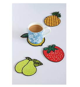 Sous-verres classiques perlés Papillon Bleu Vert Blanc Décoratifs pour table Lot de 5 sous-verres perlés - Product Image 2