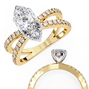 Anillo de Diamante de Corte Marquesa de 1 Quilate Cultivado en Laboratorio, Diseño de Moda, Oro Sólido de 14k, Certificado IGI, Anillo de Compromiso o Boda - Product Image 4