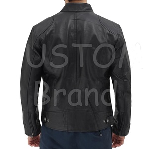 Veste en cuir de vache épaisse de haute qualité City 2025, style automne chaud, col montant, style de rue tendance, gants avant coupe-vent - Product Image 3