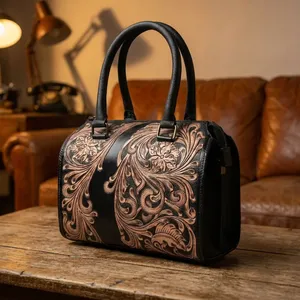 Vegan Leather Vintage Style Women's Hand Bag Designer Pattern Chains Decoration Two Straps Leather <b>Handbag</b> - Product Image 3