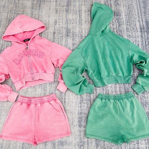 Nuevo Diseño, Patrón Sólido, Talla Grande, Transpirable, Resistente al Agua, Secado Rápido, 100% Algodón, Ropa de Gimnasio, MOQ Bajo, Conjunto de Sudadera de 2 Piezas para Mujer - Product Image 3