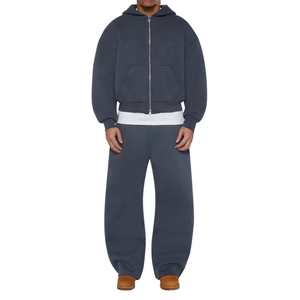 Ensemble survêtement homme oversize et ample, style streetwear et loungewear, 500 GSM, coupe décontractée, sweat à capuche zippé et pantalon de survêtement, style hiver - Product Image 5