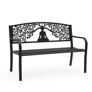 Weatherproof Powder Coated Wrought Iron European Design KHP Brand Park Bench Custom Hand Forged Metal Garden Long <b>Chair</b> <b>2</b>-Seater - Product Image 1