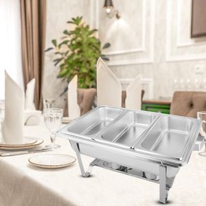 3L Stainless Steel Triple <b>Tray</b> Buffet <b>Food</b> <b>Warmer</b> Warming & Holding Equipment - Product Image 6