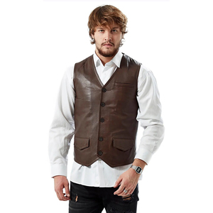 Chaleco de Cuero para Hombre de Fabricante Profesional de Prendas de Vestir - Construcción Duradera y Botones de Primera Calidad - Product Image 2