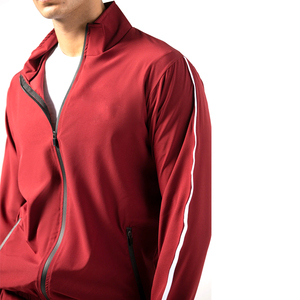 Men's <b>Red</b> Solid Streetwear Track Suit Full Zip Knitted Fleece 300 GSM ODM Winter Breathable - Product Image 2