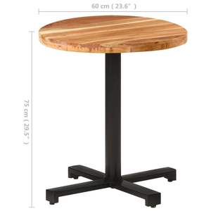Tavolo Bistrot in Legno Naturale, Legno di Acacia Nero Massiccio con Ferro, Arredamento Durevole e Elegante - Product Image 6
