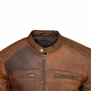 Nueva Chaqueta de Cuero Tejido para Hombre, a la Moda, con Cuello Alto, Logotipo Frontal, Cuero Genuino, Resistente al Viento, Transpirable, con Capucha - Product Image 5