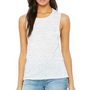 Camiseta sin mangas blanca para mujer, cuello redondo, color sólido, transpirable, tejida, ecológica, de secado rápido, licra/algodón, deportiva, longitud regular - Product Image 3