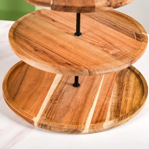 Support de service à étages en bois rustique, élégant plateau de présentation pour desserts et cupcakes, idéal pour les dîners et les fêtes - Product Image 6