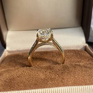 Bague en diamant synthétique de laboratoire de couleur E, taille ovale, certifiée IGI, or jaune, blanc ou rose 10K 14K 18K, bijoux classiques pour femmes - Product Image 2
