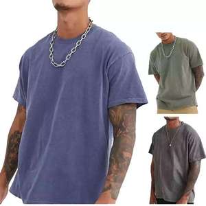 Camiseta de Algodón Estampada, Desgastada, de Gran Tamaño, Estilo Vintage, Lavada con Ácido, para Hombre - Product Image 2