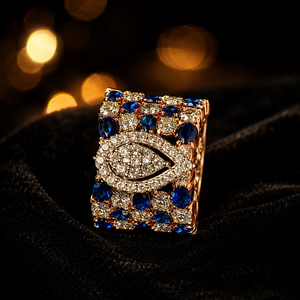 Wholesale 14K <b>Gold</b> Blue Stone <b>Ring</b> with Diamond Look CZ Setting Fine Jewelry for B2B Women Buyers - Product Image 2