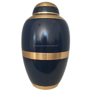Urnas de cremación para adultos de latón de cúpula superior con diseño rojo amarillo y urnas funerarias de metal con acabado de color gris para cenizas humanas - Product Image 2