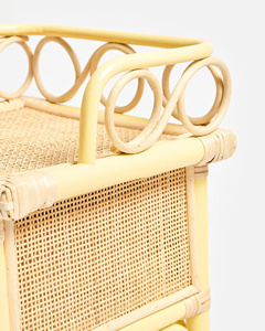 Minimalist Narrow <b>Yellow</b> Rattan Nightstand With Drawer Handmade Bedroom Kid Furniture For Bedroom Nursery And Living Room - Product Image 4