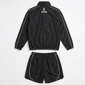 <b>Men's</b> Black Tracksuit Set Lightweight Windbreaker <b>Jacket</b> and Running Shorts Activewear - Product Image 2