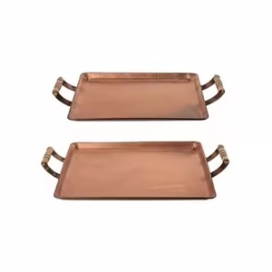 Premium <b>Copper</b> Serving Tray Elegant Serving Platter for Tea Coffee Snacks Drinks in Dining <b>Table</b> Kitchen and Hotel Use - Product Image 4