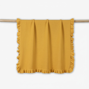 100% Cotton Vietnam Throw Solid Color Customized Packaging Available Cute Spring Autumn Eco-Friendly Knitted Ruffle Baby <b>Blanket</b> - Product Image 3