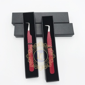 Pince à épiler en acier inoxydable à pointe argentée avec revêtement en poudre marron méga volume à 90 degrés de qualité supérieure - Product Image 4