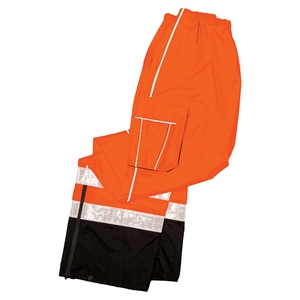 Pantalon de travail orange haute visibilité avec bandes réfléchissantes et bas de pantalon zippé pour une sécurité accrue - Product Image 2
