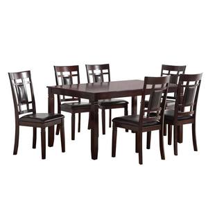 Juego de Muebles de Comedor Rectangular de Madera Maciza Moderna y Confortable para Banquetes, con Sillas Prácticas para el Hogar y Restaurante, 7 Piezas - Product Image 3