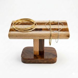 <b>Square</b> Solid <b>Wood</b> Watch Stand Brown Handmade Polished Modern Desktop Storage Organizer for Home Decoration - Product Image 3