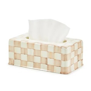 Modern Ceramic Tissue Box Cover Checkerboard Pattern Free Standing Design - Product Image 1