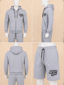 Sweat-shirt à capuche zippé personnalisé pour homme, coupe classique, en molleton de coton gris, décontracté - Product Image 3