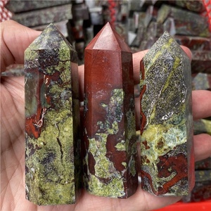 Obélisques de Jaspe Sang de Dragon 3-4 Inch Natural Feng Shui Crystal Tower Points Semi-Precious Stone Crafts Gemstone Mascot Style - Product Image 2