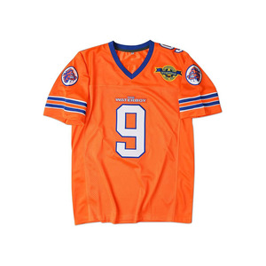 เสื้อฟุตบอล The Waterboy สีส้ม คอวี ผ้าตาข่าย ระบายอากาศได้ดี แขนสั้น หมายเลขทีม 9 พิมพ์ลายสกรีน - Product Image 1