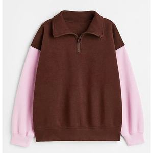 ชุดสเวตสูทปักลายเทรนดี้สำหรับฤดูใบไม้ร่วง สีสันตัดกัน ผ้าฝ้าย 450 GSM เสื้อสเวตเชิ้ตแบบมีซิปครึ่งตัว ทรงฮู้ดดี้ ตัดเย็บสไตล์สตรีทแวร์ - Product Image 1