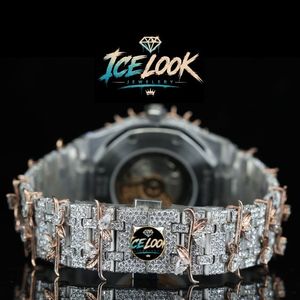 Reloj Mecánico para Mujer Ice Look, Esfera Color Rodio, Acero Inoxidable, Brazalete de Moissanita, Cristal de Zafiro Luminoso, 42mm, Moda - Product Image 2