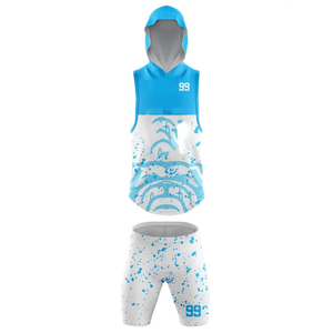 Ensemble de sweat-shirts sans manches personnalisés imprimés par sublimation avec le numéro 99, motif bleu et blanc, vêtements de sport unisexes pour adultes - Product Image 5
