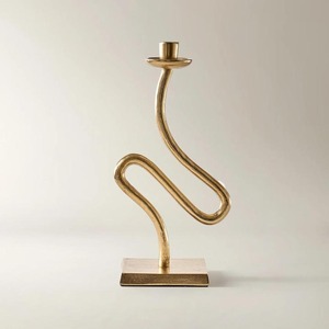 Ensemble de bougeoirs modernes en métal doré ondulé, design abstrait en forme de serpent, pour bougies coniques, décoration de table de luxe créative et unique pour la maison - Product Image 6