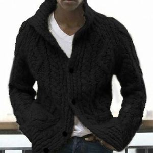 Pull-over en laine/viscose anti-boulochage pour homme, couleur unie, col montant, manches longues, tricoté, style cardigan, collection automne/hiver - Product Image 5